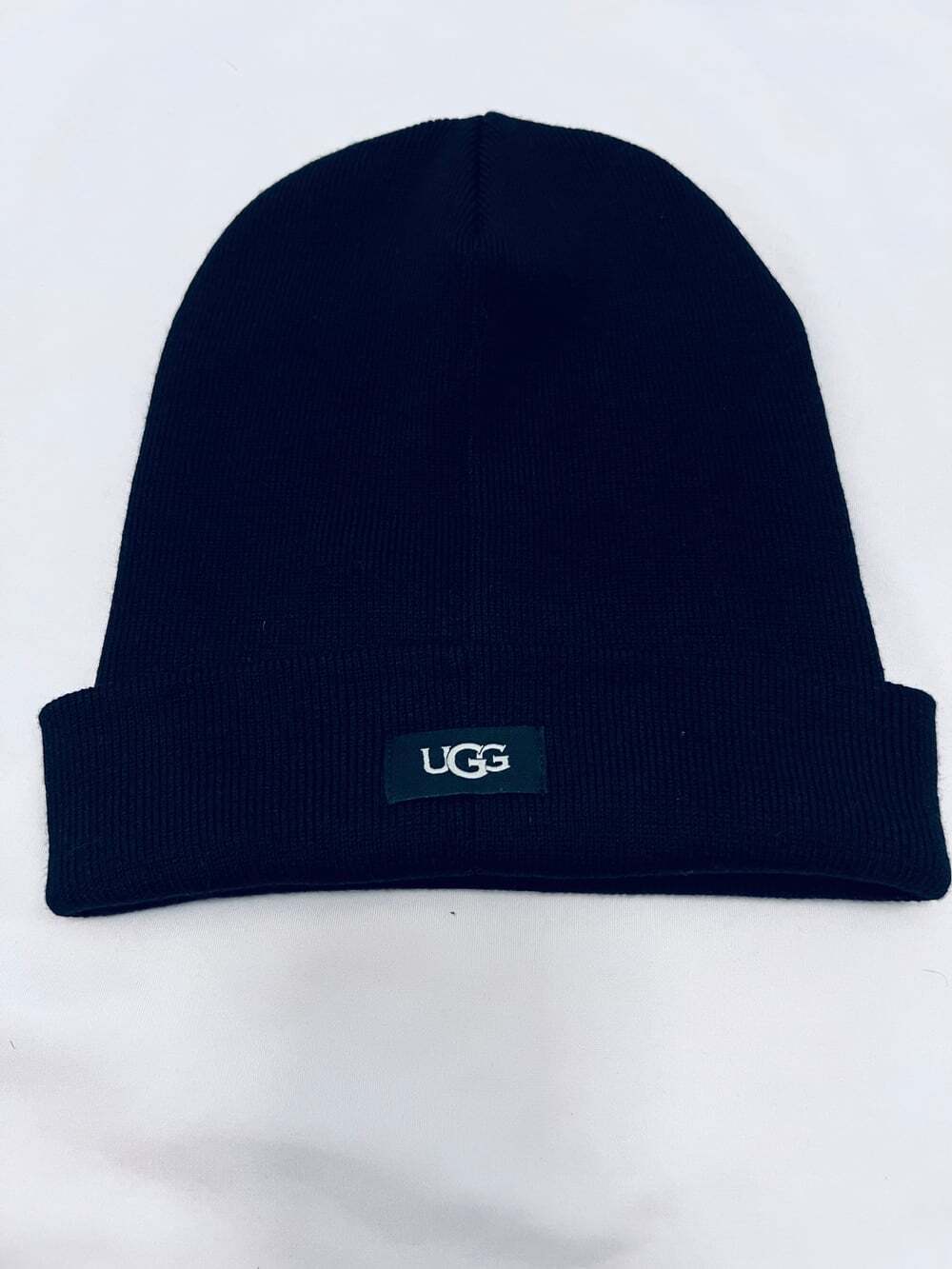 UGG Black Solid Knit Beanie Hat | Everyday Casual One Size Skull Cap with UGG Lo